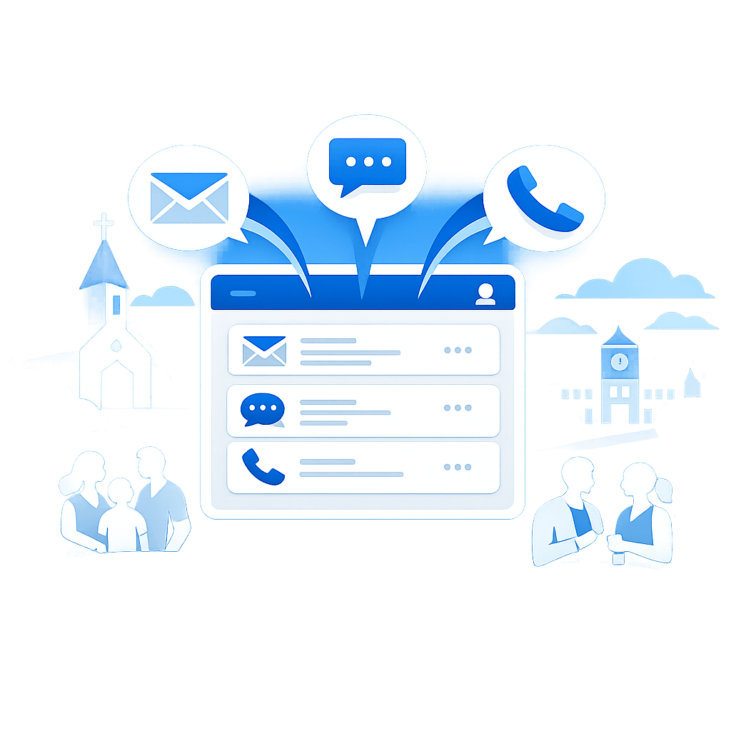 Unity Messaging dashboard with email, text, and phone channels